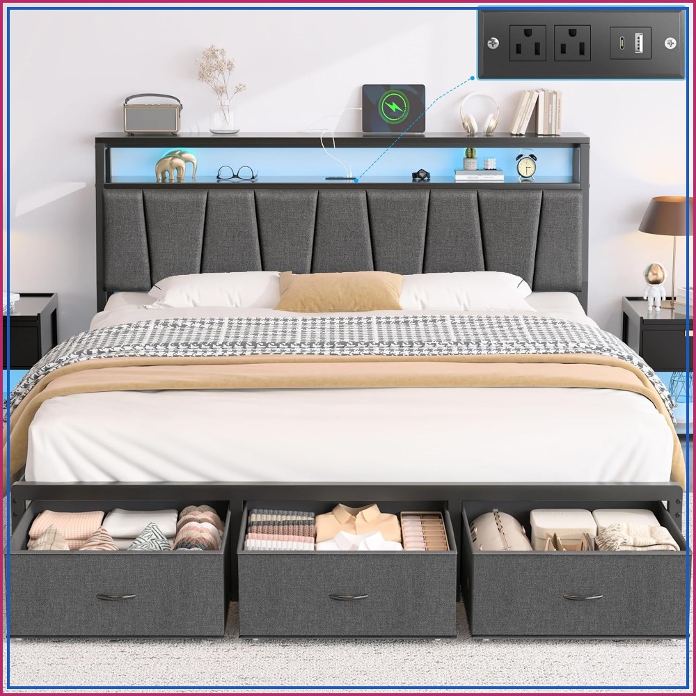 King Size Bed Frame With Storage Drawers - Rama łóżka typu King Size z