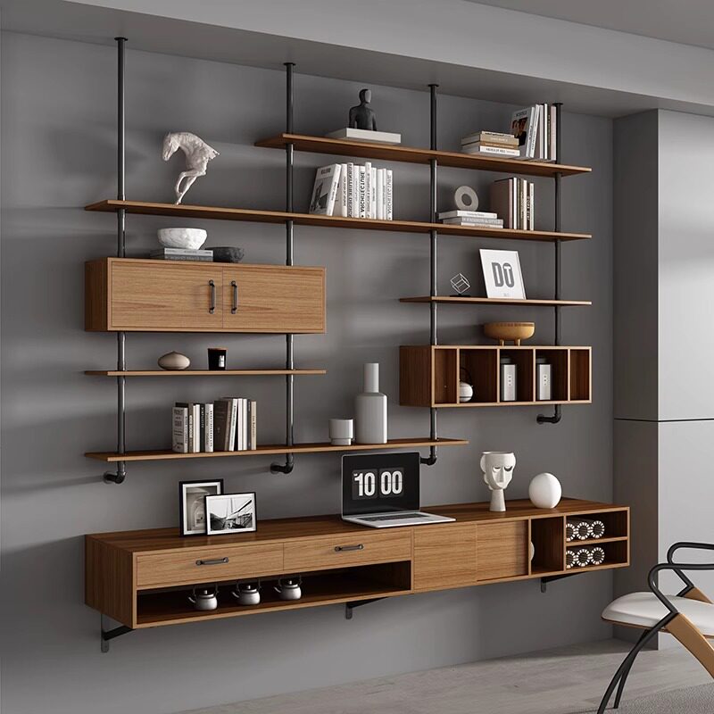 Tables - Nowoczesne biurko wiszące z litego drewna,