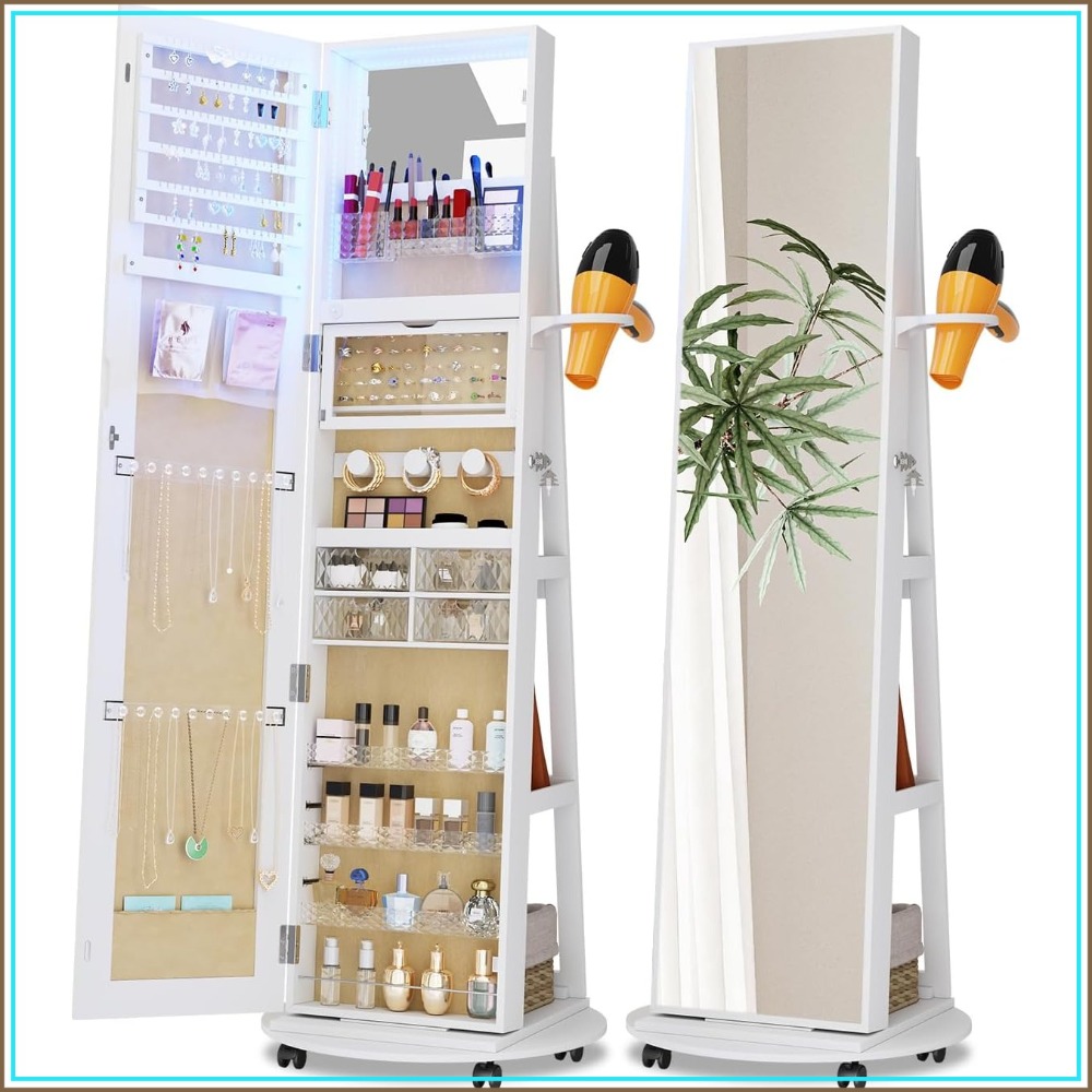 Full Length Mirror Jewelry Armoire - Duża szafka na biżuterię z lustrem