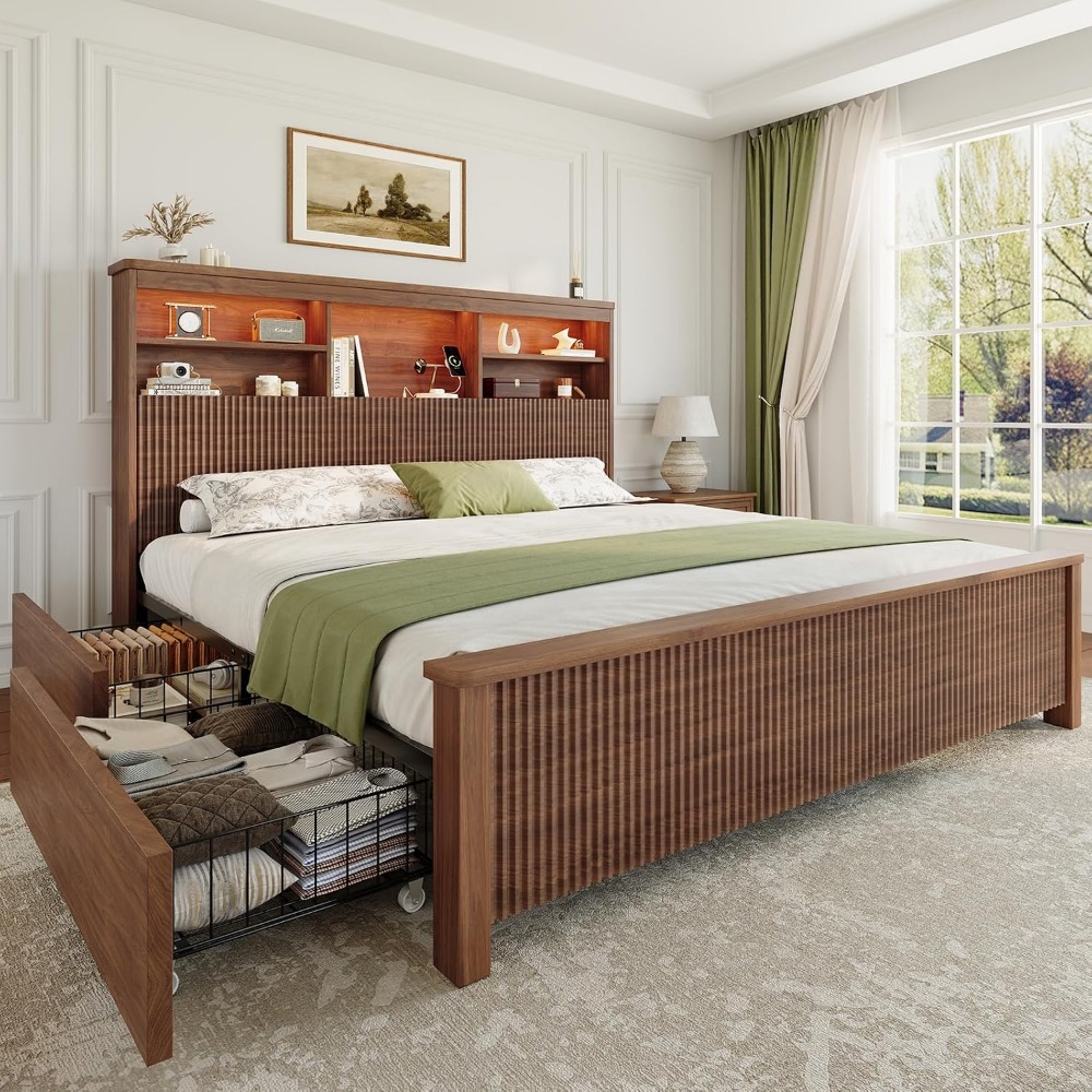 King Size Bed Frame With Storage Drawers - Rama łóżka w rozmiarze king size