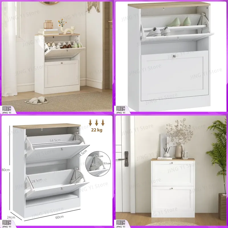 Wąska szafka na buty z 2 odchy – Shoe Rack Cabinet Narrow Entryway recenzja i cena