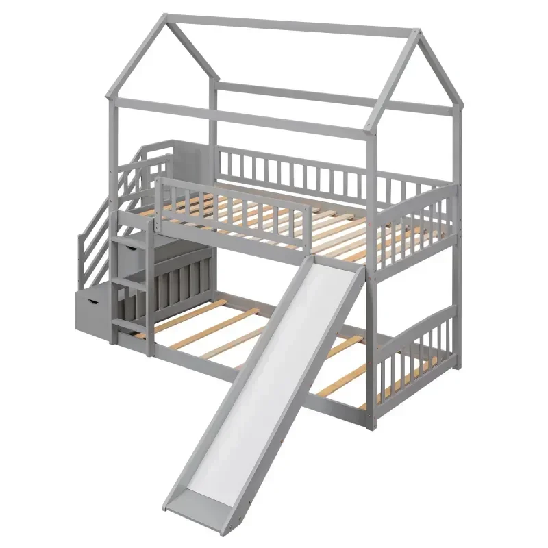 Wytrzymałe, drewniane łóżko dl – Bunk Bed With Stairs And Slide recenzja i cena