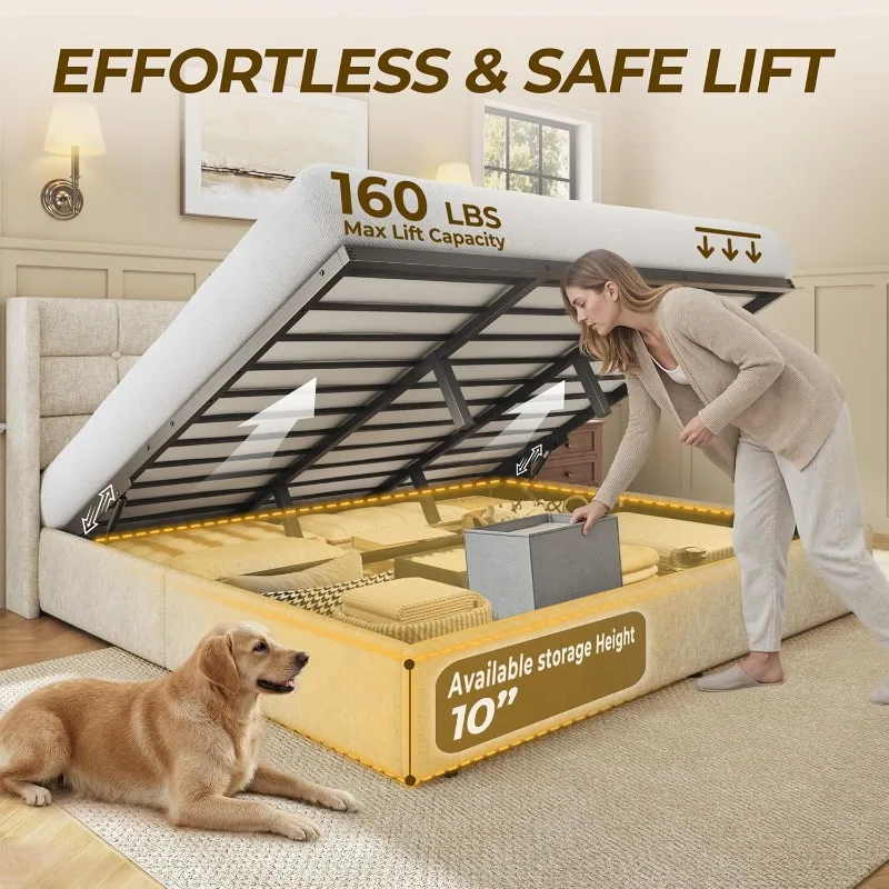 HISOFT Łóżko z podnoszonym sch – Gas Lift Storage Bed Hydraulic recenzja i cena