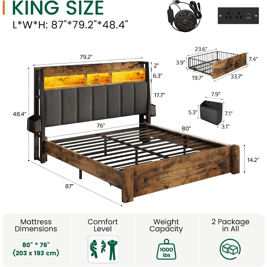 Rama łóżka w rozmiarze king si – King Size Bed Frame With Storage Drawers recenzja i cena