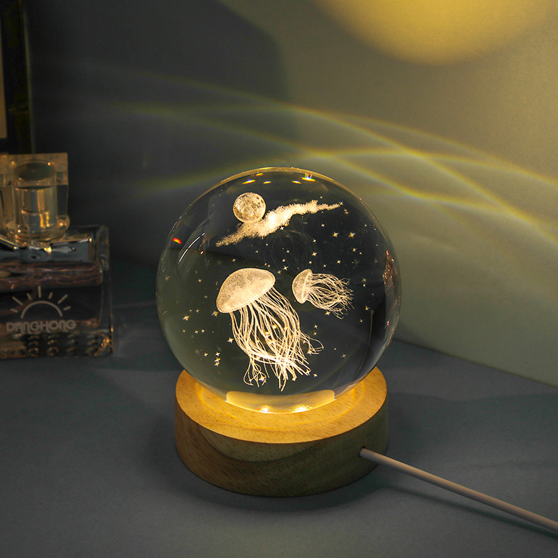 3D Jellyfish Grawerowana laser – Floating Nightstand With Led Light recenzja i cena