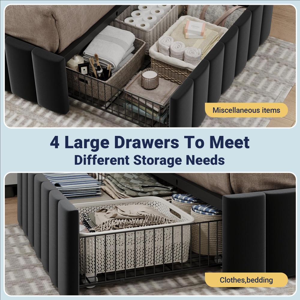 Rama łóżka typu platformy w ro – King Size Bed Frame With Storage Drawers recenzja i cena