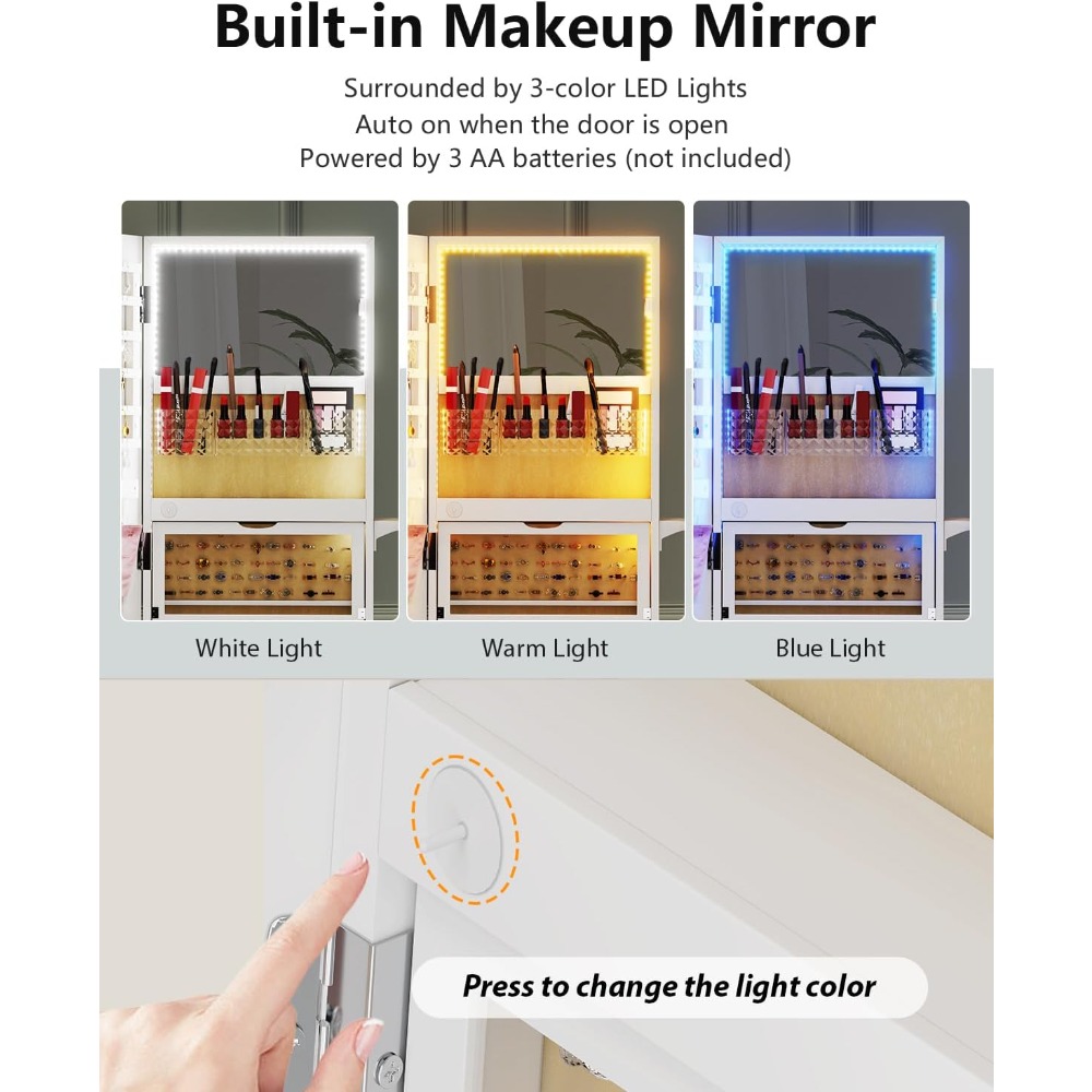 Duża szafka na biżuterię z lus – Full Length Mirror Jewelry Armoire recenzja i cena