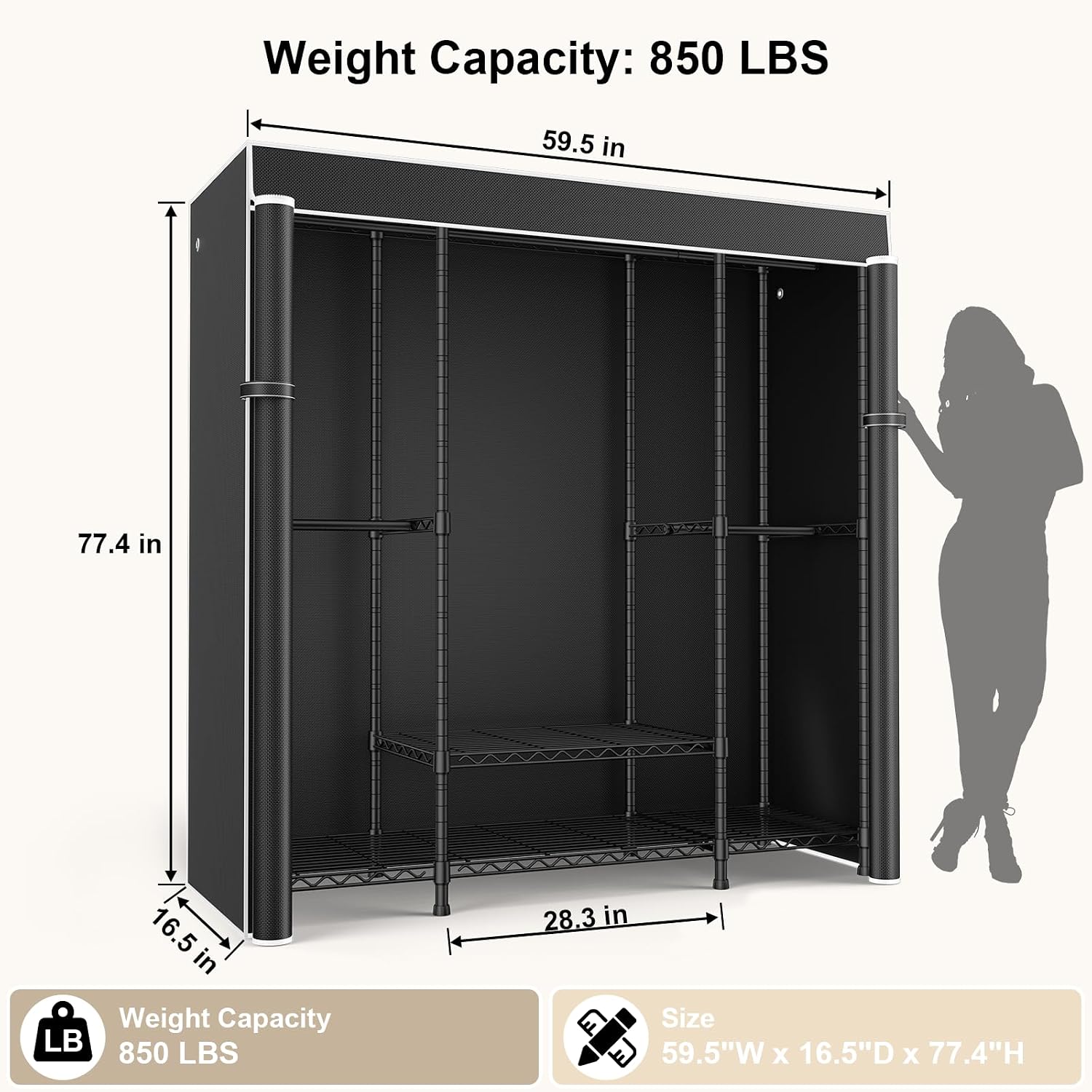 E3C – wytrzymała, przenośna sz – Wardrobe Closet Portable Fabric Cover recenzja i cena
