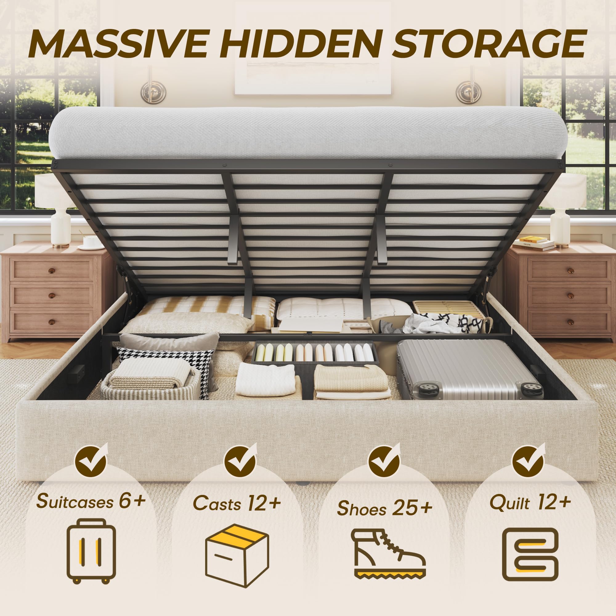 Łóżko z podłokietnikami i funk – Gas Lift Storage Bed Hydraulic recenzja i cena