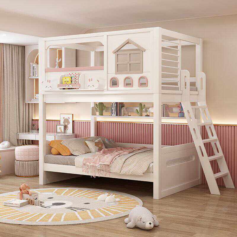 Nowoczesne różowe łóżko piętro – Bunk Bed With Stairs And Slide recenzja i cena