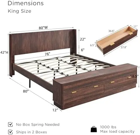 Rama łóżka typu king-size z ka – King Size Bed Frame With Storage Drawers recenzja i cena