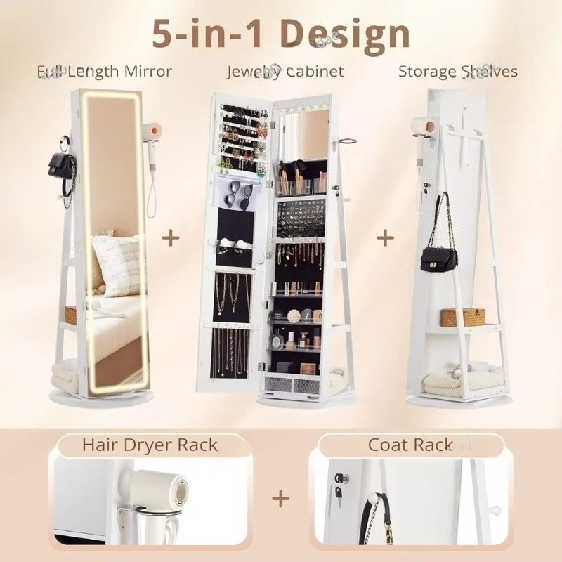 Szafka na biżuterię z lustrem  – Full Length Mirror Jewelry Armoire recenzja i cena